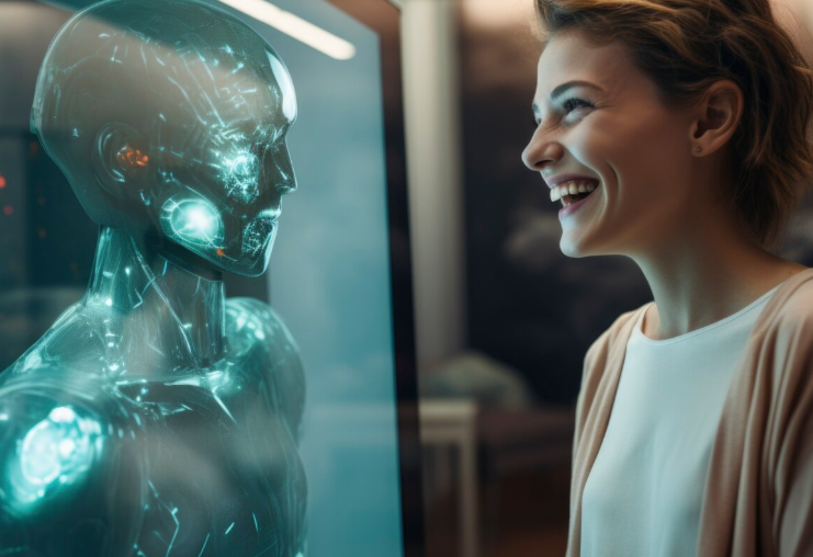 una trabajadora reflejada en IA